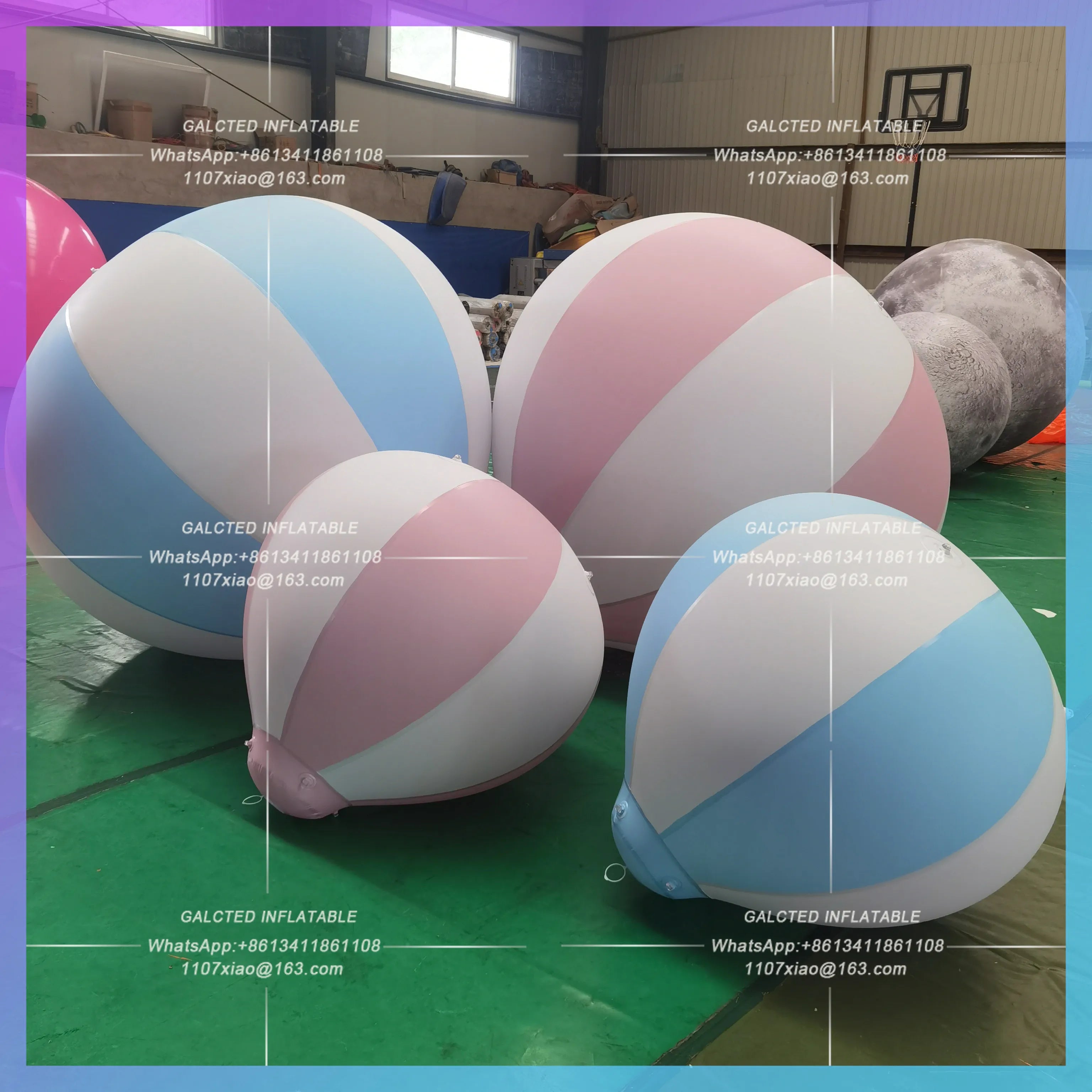 3/5ft PVC Inflatable Hot Air Balloon with Stripes for Advertising, Events, Parties, or Birthday Decoration