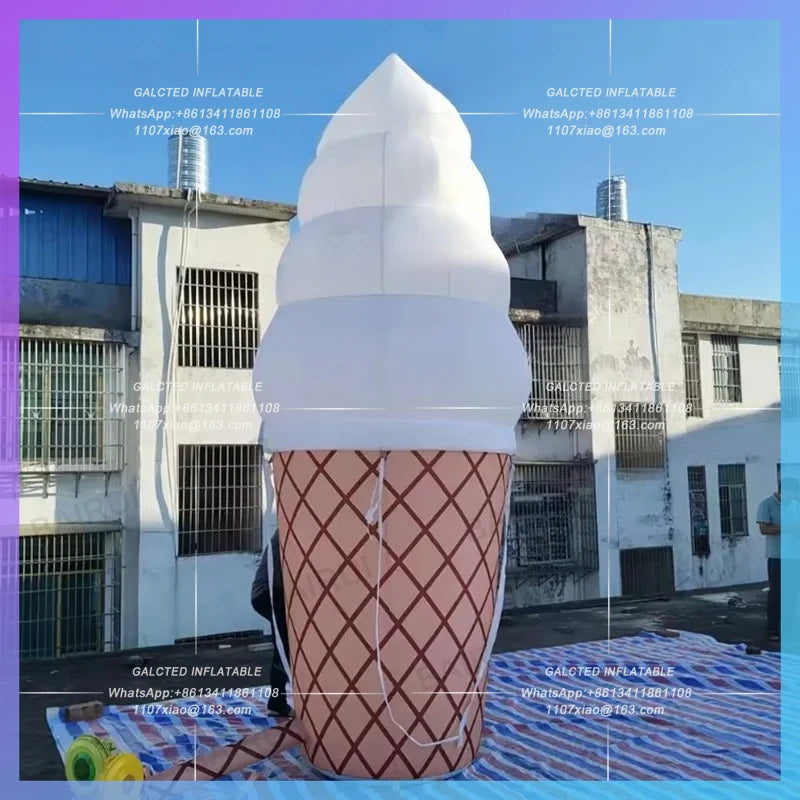 dessert cute cartoon air model Giant sweet inflatable ice cream pink  for drinks cake ice cream decoration prop