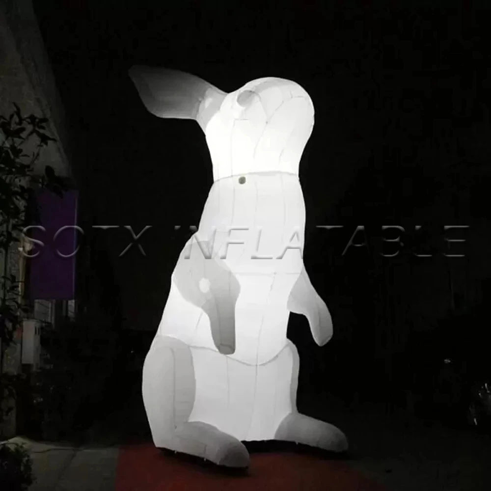 For Holiday Decoration Promotion Outdoor Home Lawn White Giant Inflatable Easter Bunny With Led Lights Large Rabbit Animal Model
