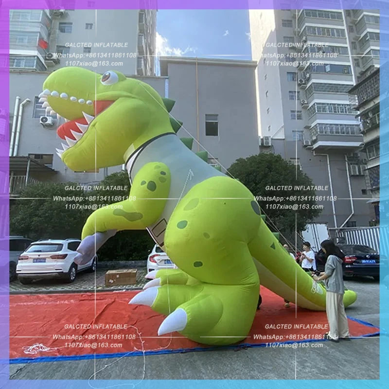 artificial dress take Spanner Tyrannosaurus Inflatable green dinosaur model cartoon  rex children's playground embellishment