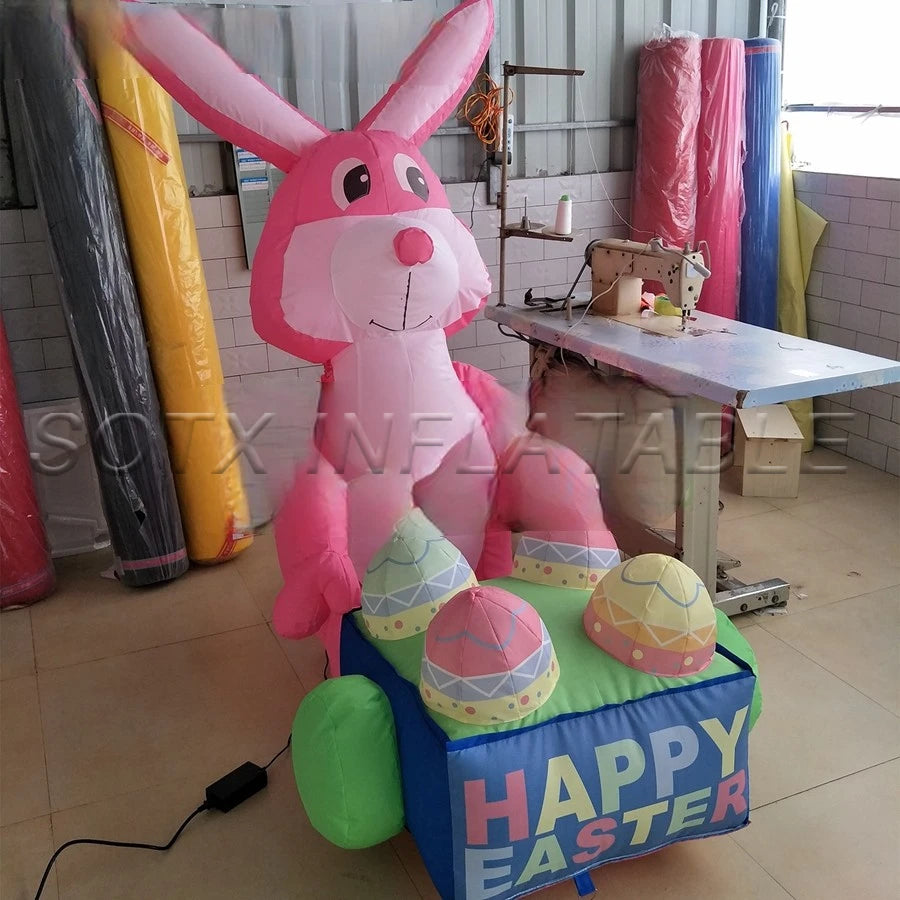 Event Made In China 2022 Cute Inflatable Easter Cartoon Decorations, Easter Bunny Push Easter Eggs For Outdoor Festival Party