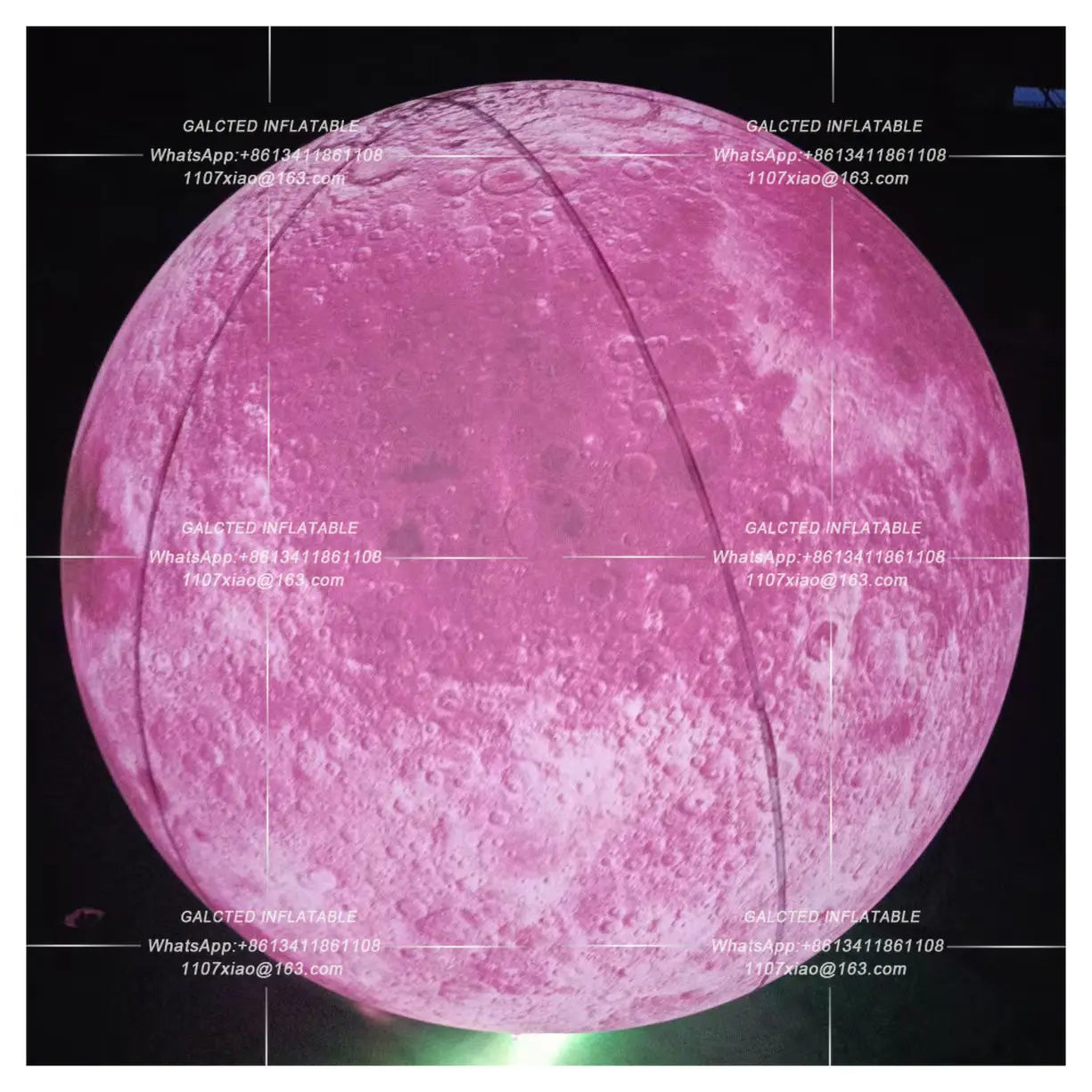 Romantic Pink LED Inflatable Moon Balloon Giant PVC Planet Sphere for Valentines Day Wedding Party Event Hanging Decoration