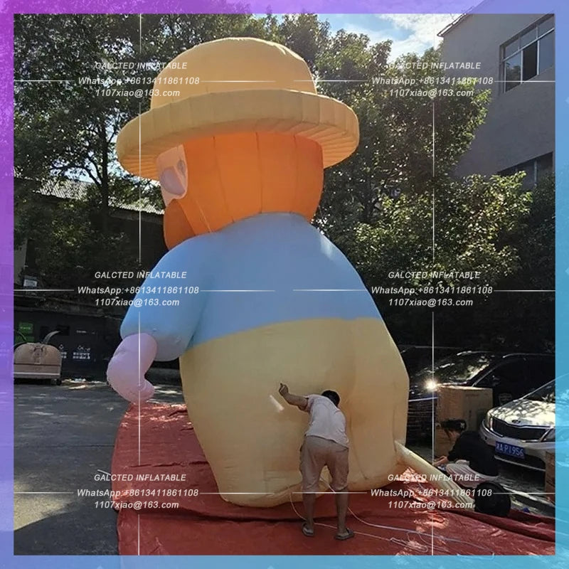 Grandpa model overalls IP Inflatable cartoon yellow sun hat painter creative art park drainage props