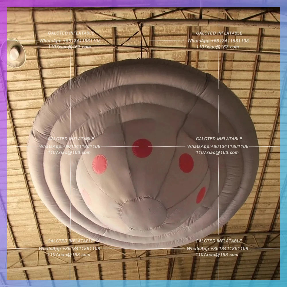Inflatable UFO with LED Lights Hanging Grey  Inflatable Flying Saucer Alien Spaceship for Party Event Decoration or Advertising