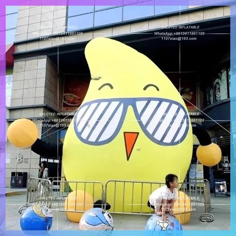 inflatable mango cartoon sitting yellow fruit doll Factory customize design sunglasses food fruit shop promotion advertising