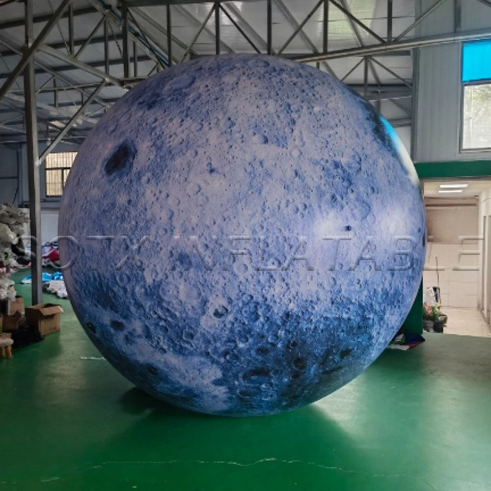 Event Decoration 10m Blow Up Giant Inflatable Moon With LED Lights Outdoor Inflatable Planet Moon Balloon For Party