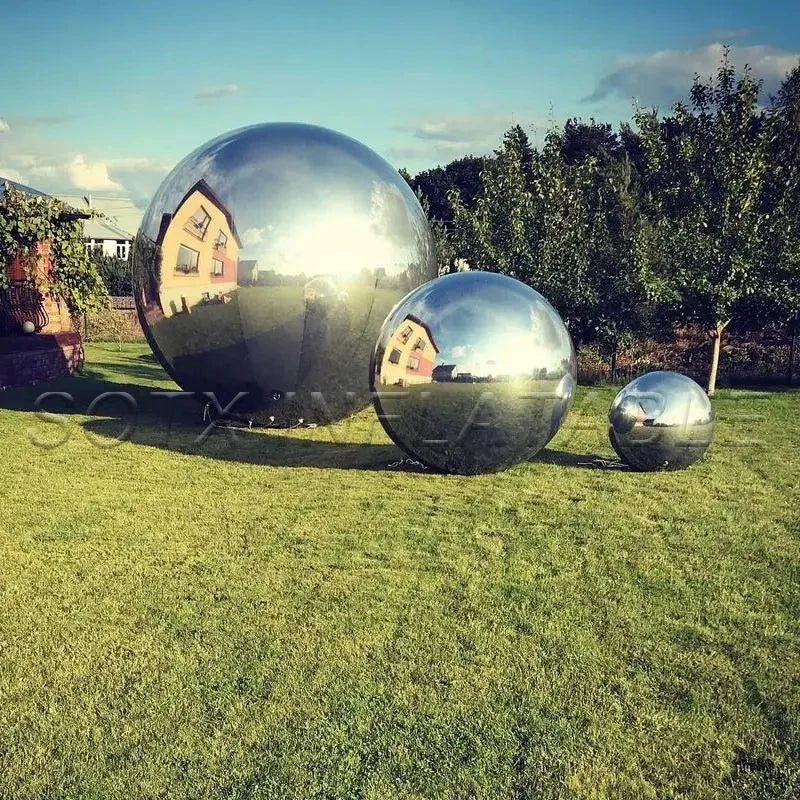 Reflective Balloon Decor Free Shipping PVC Giant Silver Inflatable Mirror Ball With Printing Outdoor Floating Large Sphere Disco