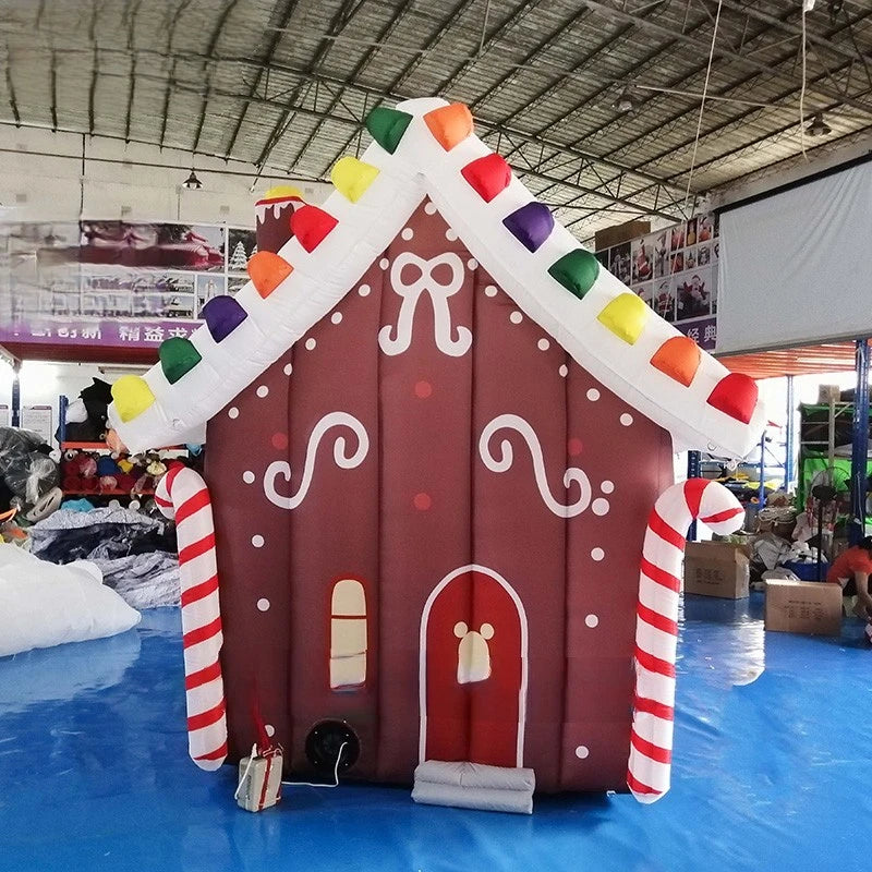 Christmas Customized Inflatable 2.7x2.7x3 Meters Inflatable Blow Up Candy House Xmas Villa For Christmas Party/Outdoor Display