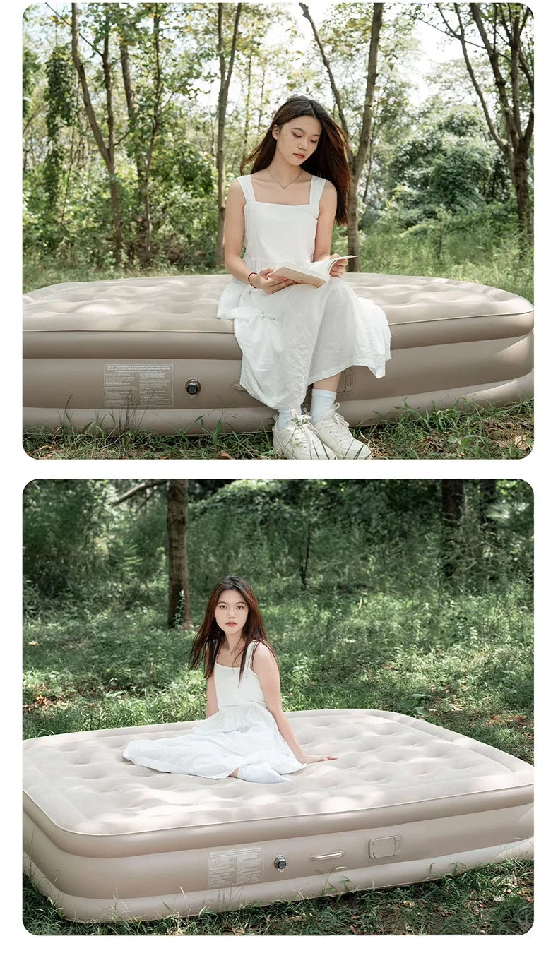 Double Bed Inflatable Automatic Bed, Air Bed With Built-In Pump, Single,