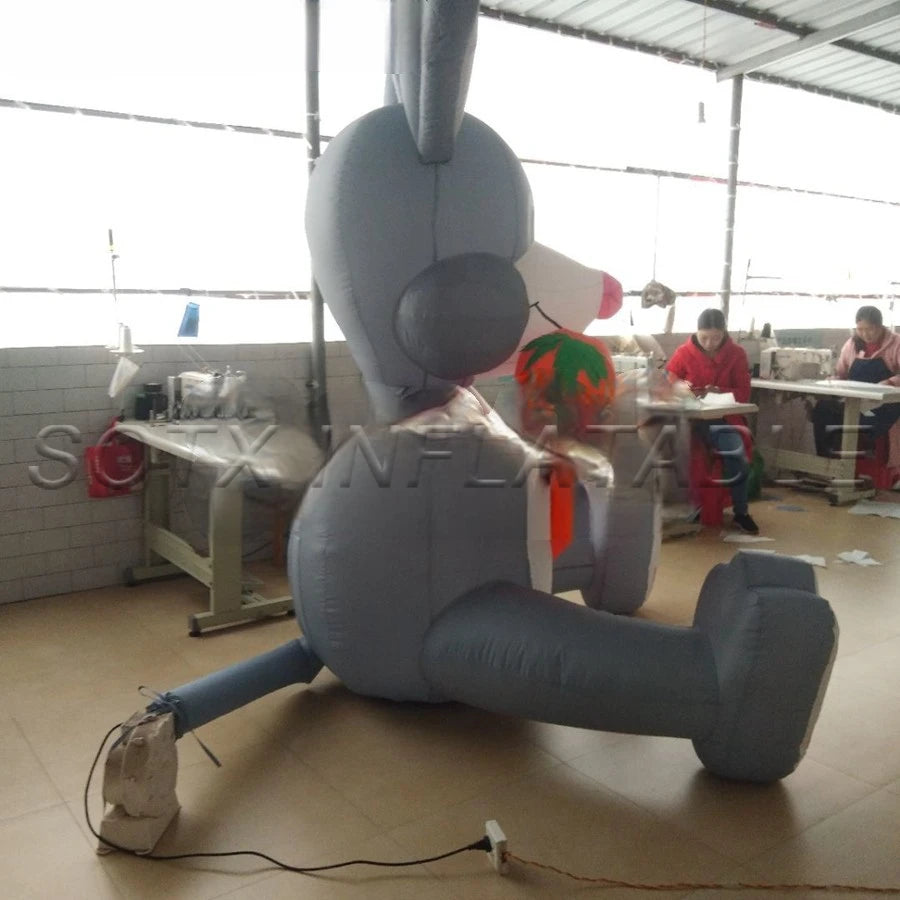 Advertising and Parties Inflatable Easter Bunny Decoration "Sitting Rabbit with a Big Carrot in Hand" Cartoon Decorations for