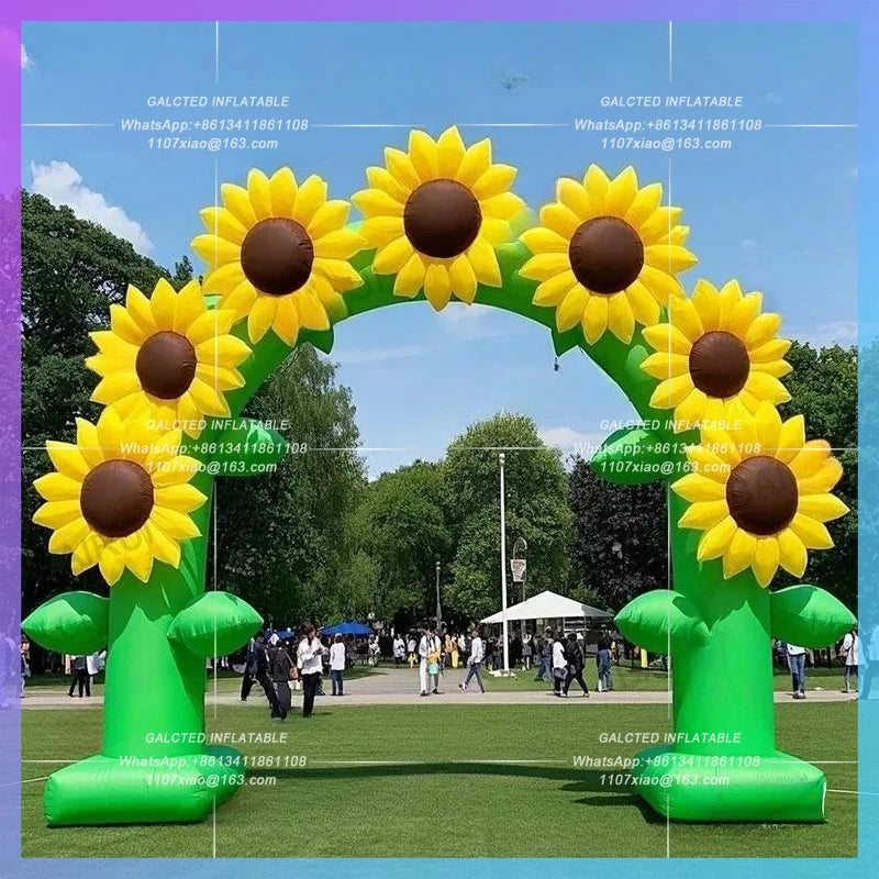 yellow ballon chrysanthemum 3X4M inflatable sunflower arch outdoor park advertising decoration