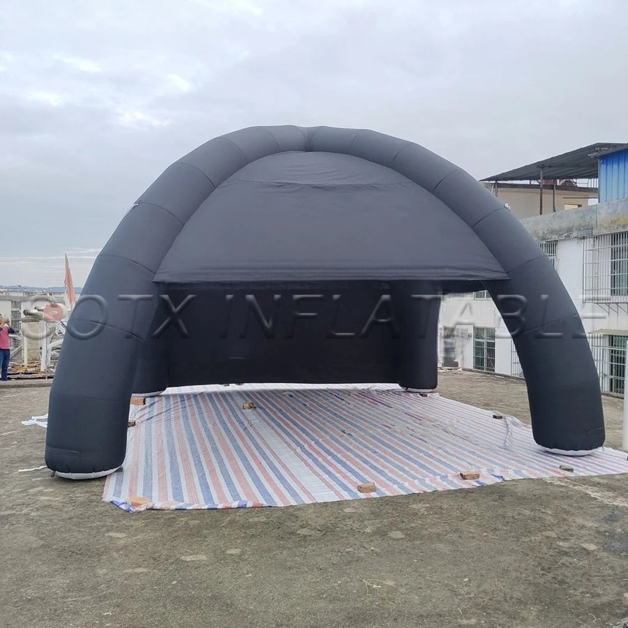 Marquee for Promotion Advertising 8m Diameter Full Black Inflatable Spider Shelter Tent with Back Cover Car Spider Party