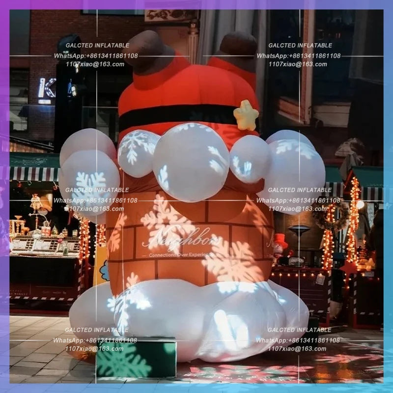 christmas gift for festival decoration Giant inflatable santa claus chimney
