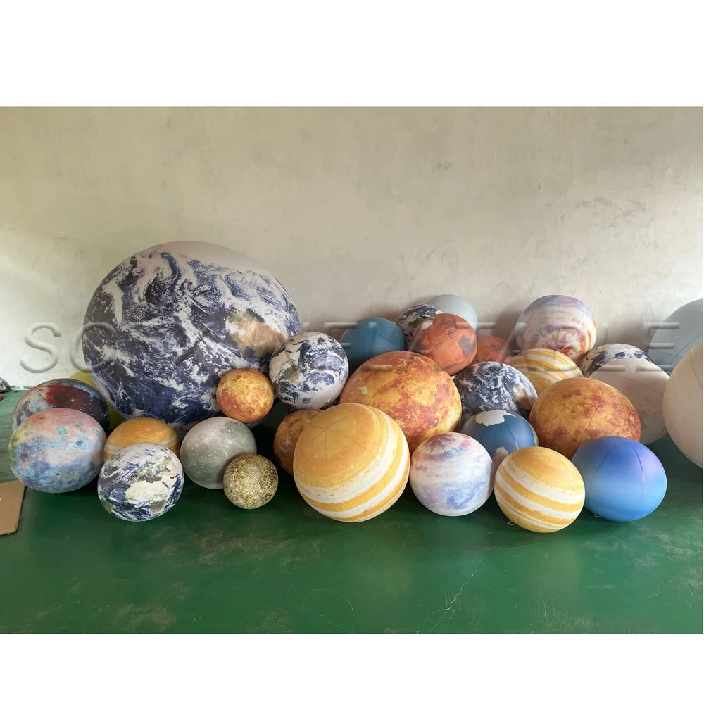Party Decoration Airtight Giant Inflatable Moon Earth Balls LED Planet Balloons 9 Solar System Sun Jupiter Saturn Mars Venus For