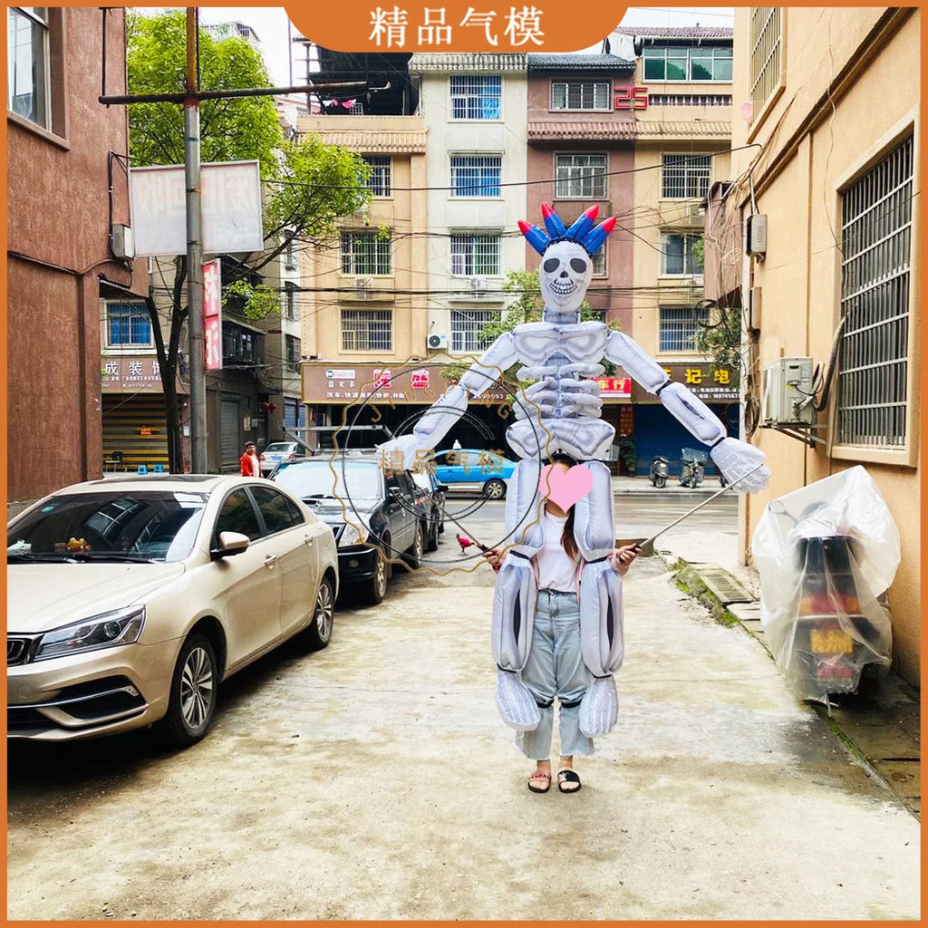 Inflatable Walking Skeleton Clown - Customizable Prop for Halloween, Events, and Theme Parks
