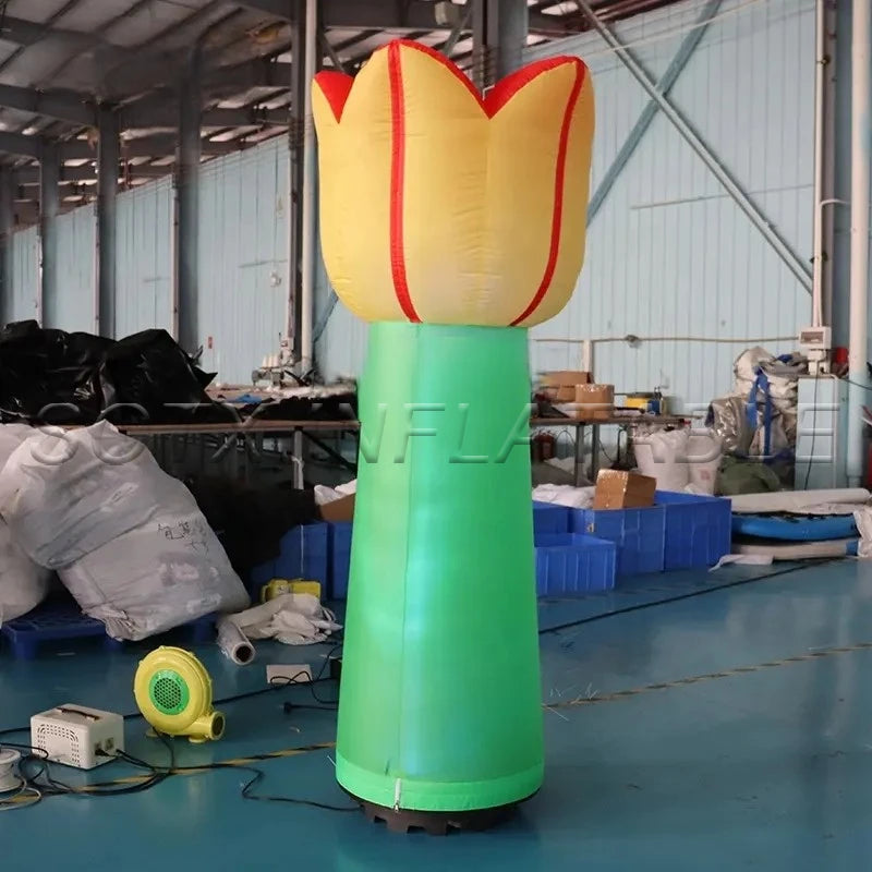 Park Events Advertising Giant Inflatable Flower Ground Decoration Inflatable Blossom Flower Model with Blower for Theme