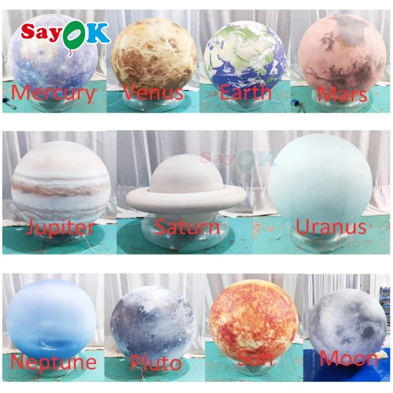 Sayok Inflatable Satellite Model Solar System Moon Globe Ball Inflates Planet Balloon Toys for Kids Educational Science Teaching