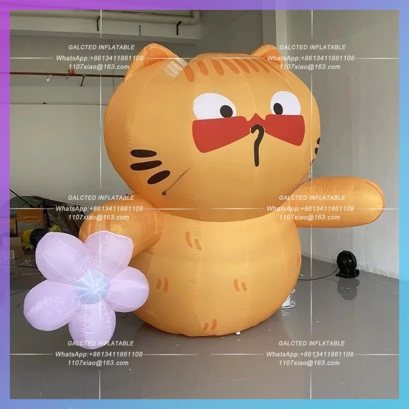 take flower cat cute festival bar Inflatable cartoon orange cat model stage concert lighting advertising props