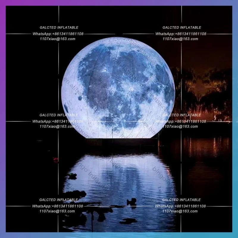 Inflatable Moon With Lighting For Decoration Inflatable Toys Waterproof /PVC Blow Up Airtight Planets For Sale - Toys