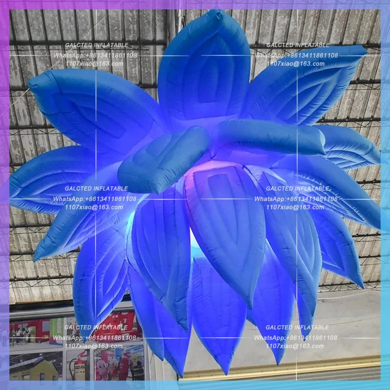 Personalized 3 Meters Air Blown Large Inflatable Blue Hanging Flowers Decorative Flowers for Holiday Party Toys BG-Z0575