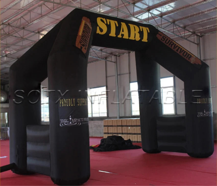 Arch with Logo 8x5m Free Standing Giant Event Inflatable Gantry Outdoor Black Inflatable Start Line