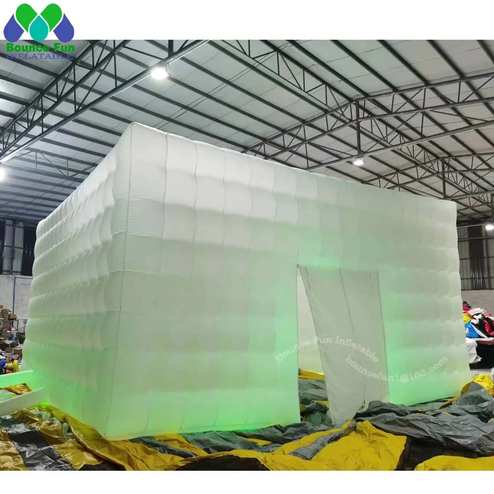 Show Room Outdoor Blow Up Lighted Large Inflatable Cube Wedding Party Tent Event Inflatable Nightclub Tent With Blower 10m