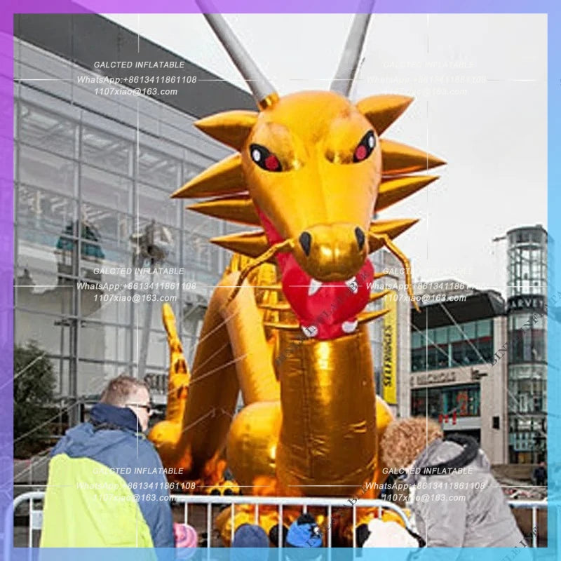 Chinese Style Inflatable Dragon Large Size Inflatable Golden Dragon With Ball,Character Mascot Balloon For Advertising Events