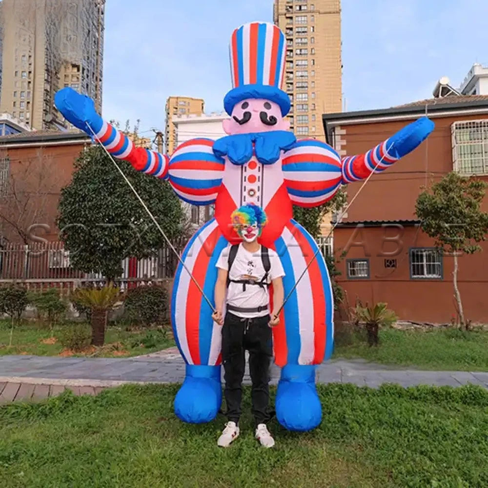 For Carnival Parade 3.5m Large Inflatable Clown Costume Adults Walking Joker Cartoon Puppet Circus Props Performance Costume