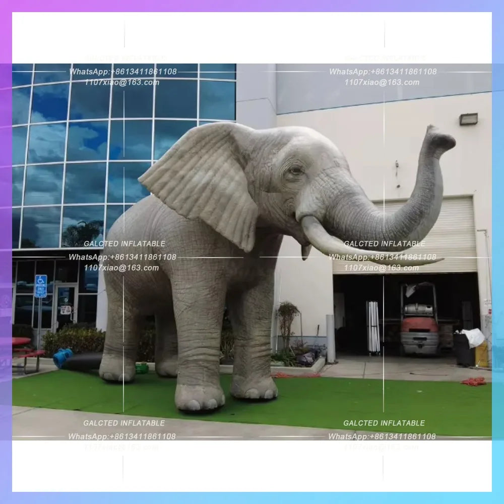 Inflatable Elephant Model Blow Up Cartoon Realistic Grey Giant Animal Figure Mascot for Outdoor Circus Events Advertising