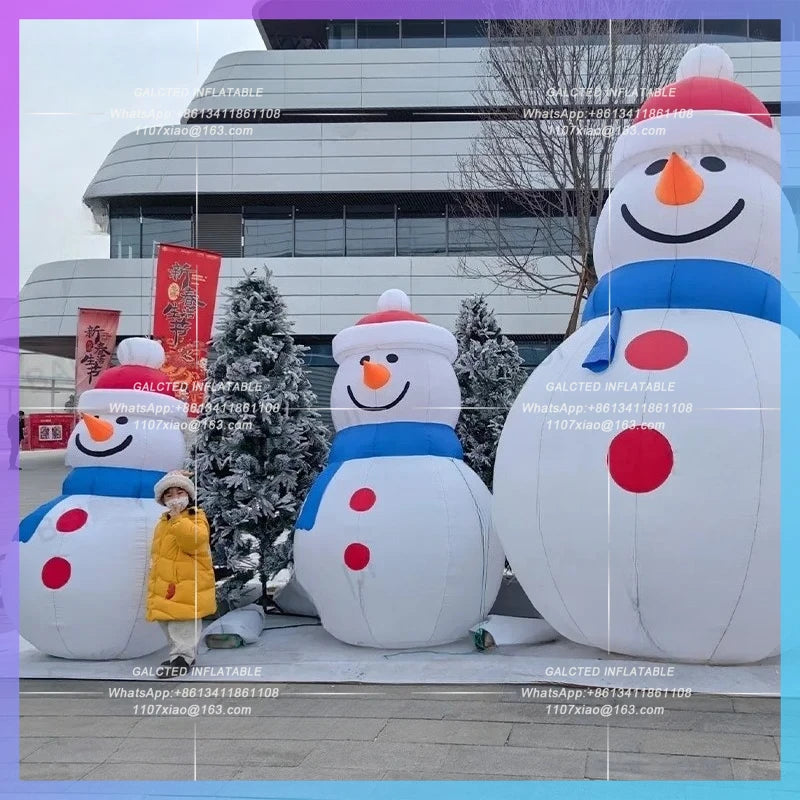inflatable snowman christmas outdoor blue scarf red hat decoration festival activity giant snowmans