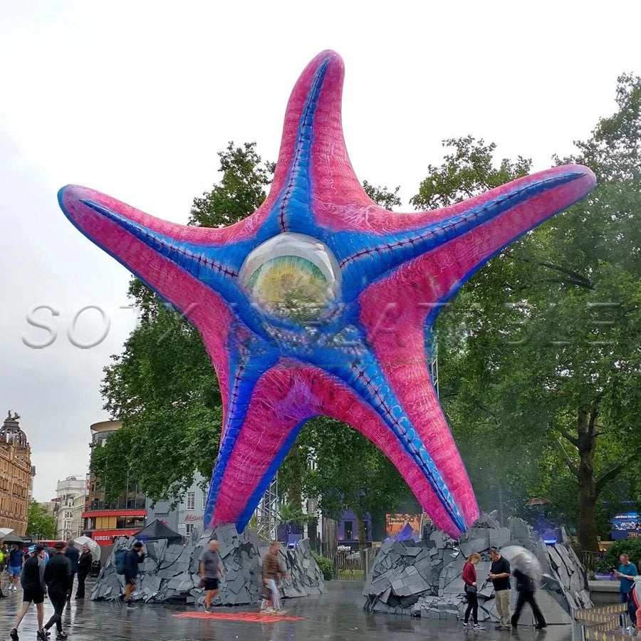 Wall Decoration Amazing Inflatable Starfish Monster with Led Lights Star-shaped Sea Animal Model With One Eye For Building