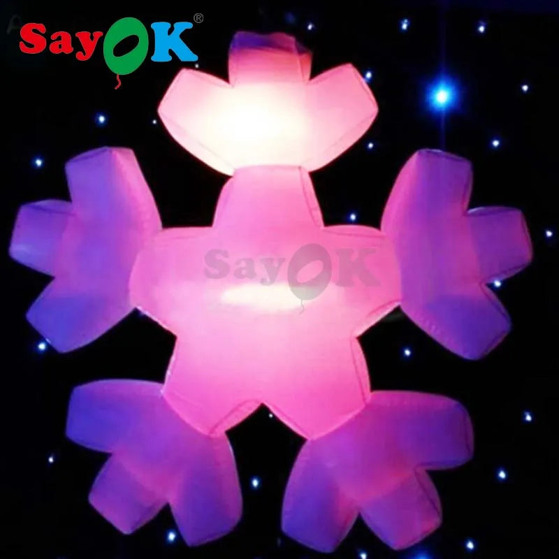 Inflatable Hanging Snowflakes Decorations with Lights Inflatable Glowing Snowflakes Decoration for Christmas Party Events