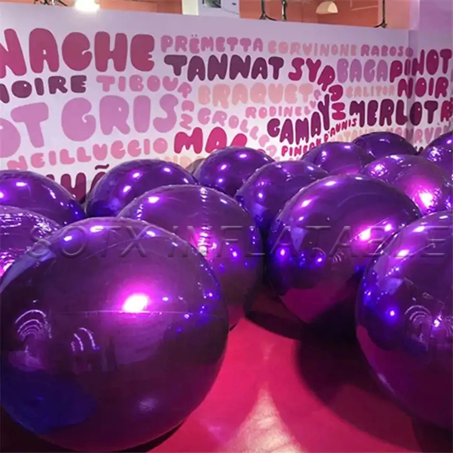 Event Decor Backdrops Giant Purple Inflatable Mirror Ball Chameleon Disco Mirror Balloon Air Sealed Hanging Spheres For Party