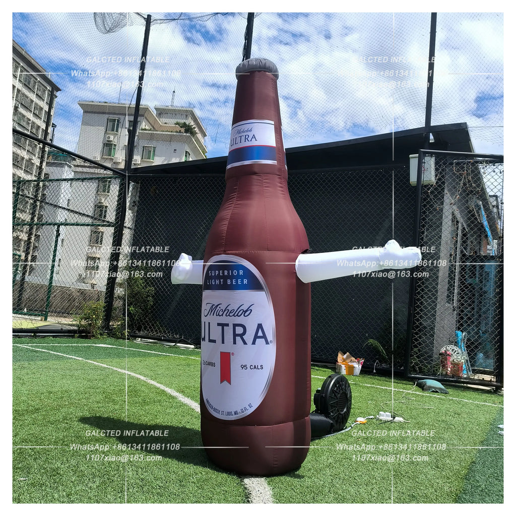 Inflatable Beer Bottle With Blower Giant Outdoor Advertising Display For Grand Opening And Sports Event