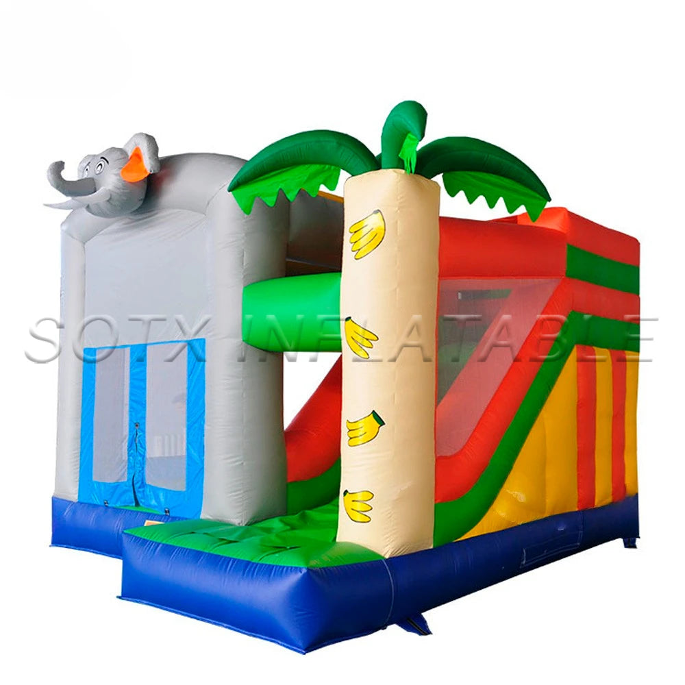 Castle Combo Elephant Inflatable Bouncy Castle With Slip Slide Customized Kids Bounce House Air Jumper Jumping