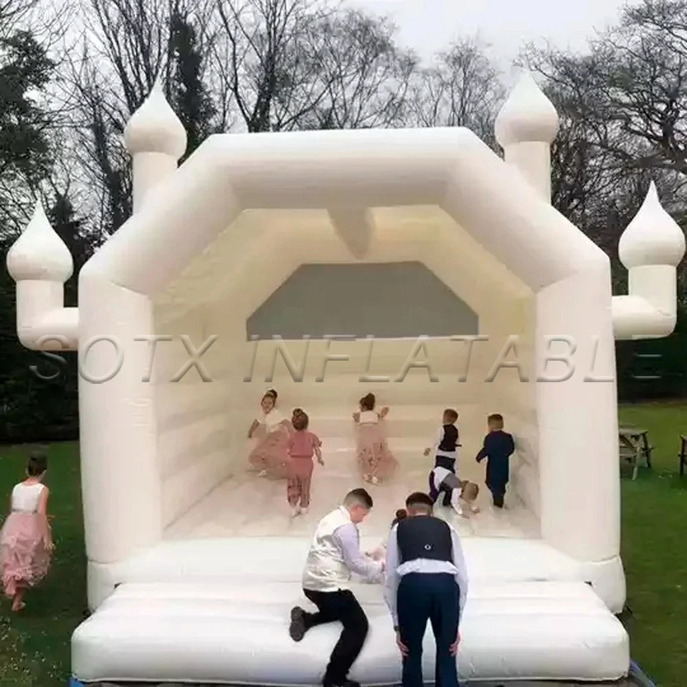House For Kids Play PVC 4*4m Pink Princess Inflatable Bouncy Castle Moonwalks Jumping Bouncer Wedding White Bounce