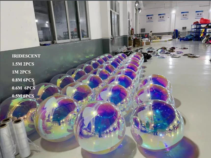 Balloon Decor Free Shipping PVC Giant Silver Inflatable Mirror Ball With Printing Outdoor Floating Large Sphere Disco Reflective