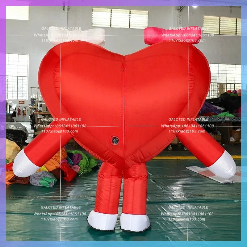 Inflatable Heart Mascot Walking Costume Inflatable Valentine's Day 2.4 Meters Height  For Event Party Decoration Toys