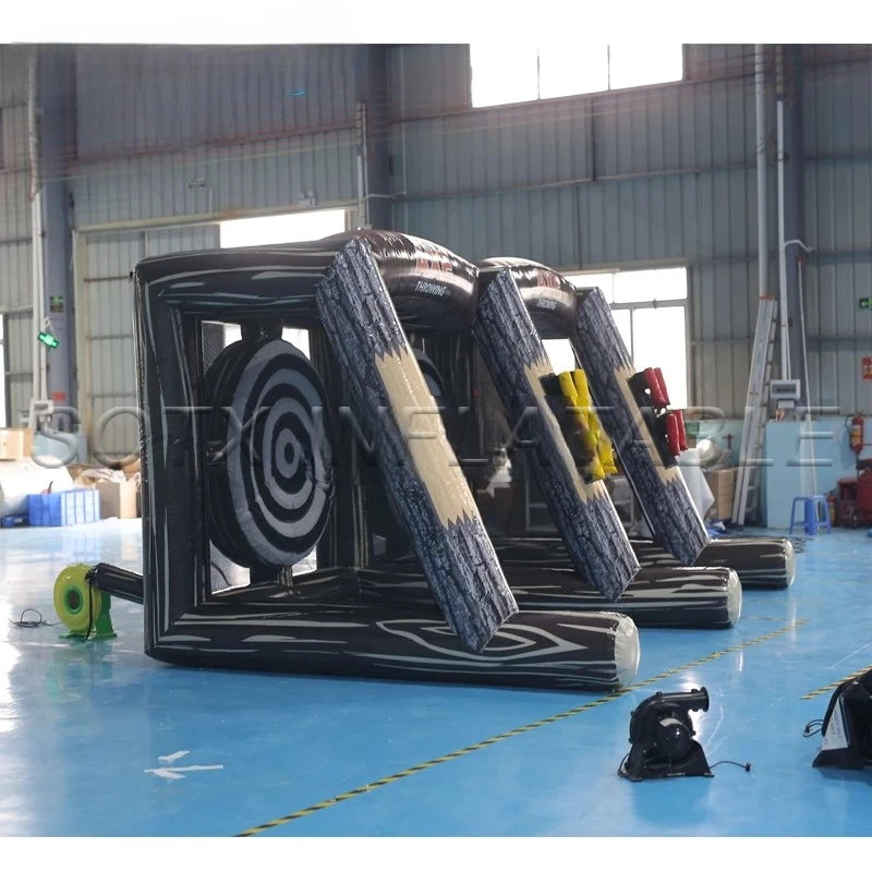 axes for events PVC Inflatable axe throwing game inflatable soccer football shooting board with air blower and