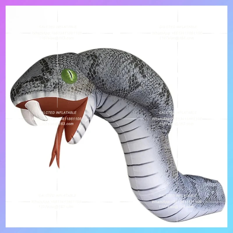 Cobra White Snake Transmission Giant inflatable simulated white snake model reptile pet  Zoo Halloween bar stage lighting props