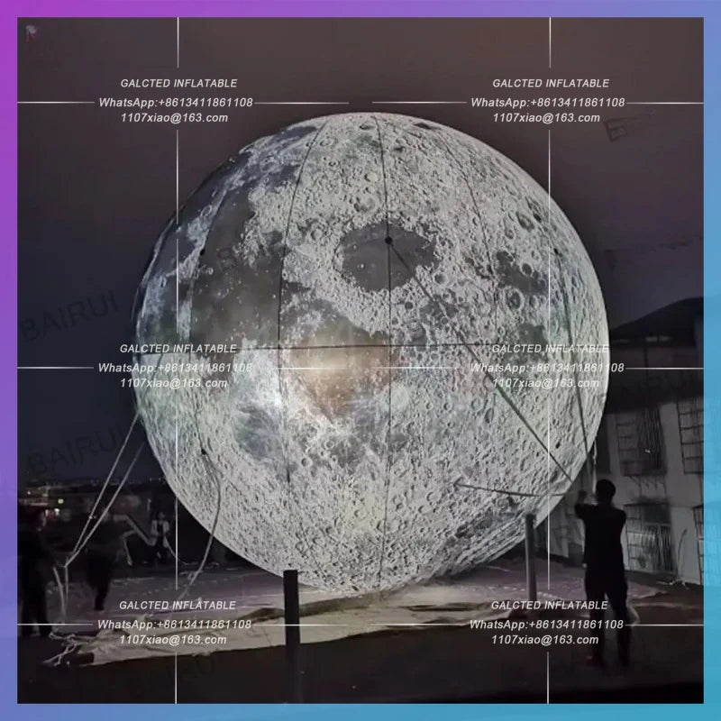 oxford inflatable moon giant customize planet Night atmophere decoration white led light balloon moon