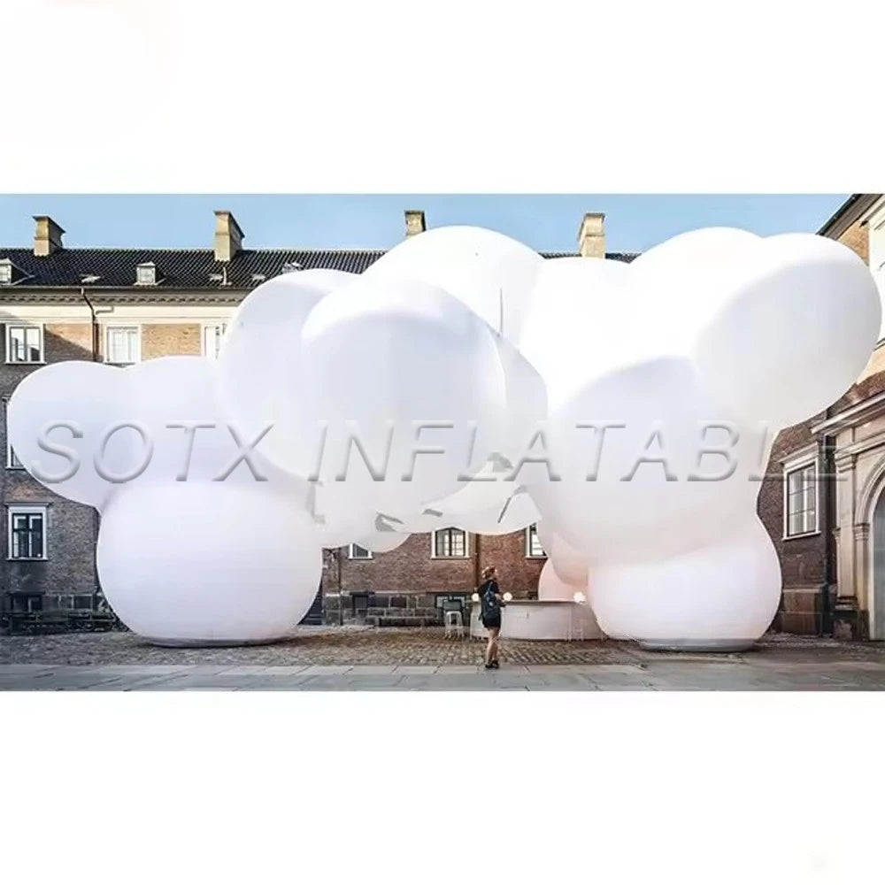 Cloud Art Exhibition Custom Inflatable Cloud Balloon Decoration For Ceiling Giant 8m 10m Inflatable