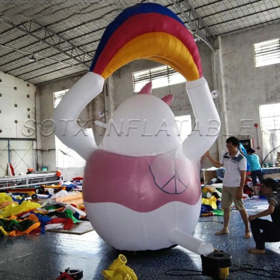 Cat Replica for Popular Inflatable Cat Cartoon Model Holding Rainbow for Advertising Inflatable Cartoon