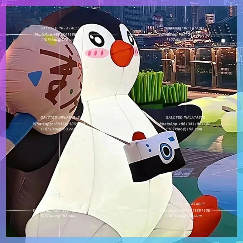 Penguin Air Model City landmark Inflatable cartoon cute luminous fan camera sitting  photography internet red card lights