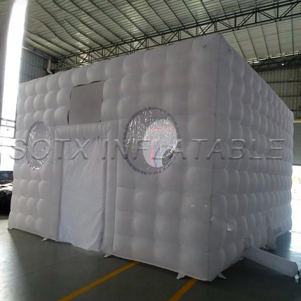 Party Cubic Marquee Large Led Lighting Portable Inflatable Night Club Tent With Windows For Event White Cube Tent Blow Up Square