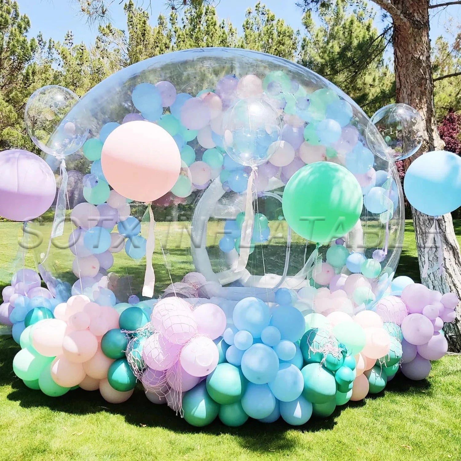 For Birthday Party 2024 Hot Sale Clear Dome Inflatable Bubble Tent With Balloon Outdoor Air Glamping Transparent Bubble House