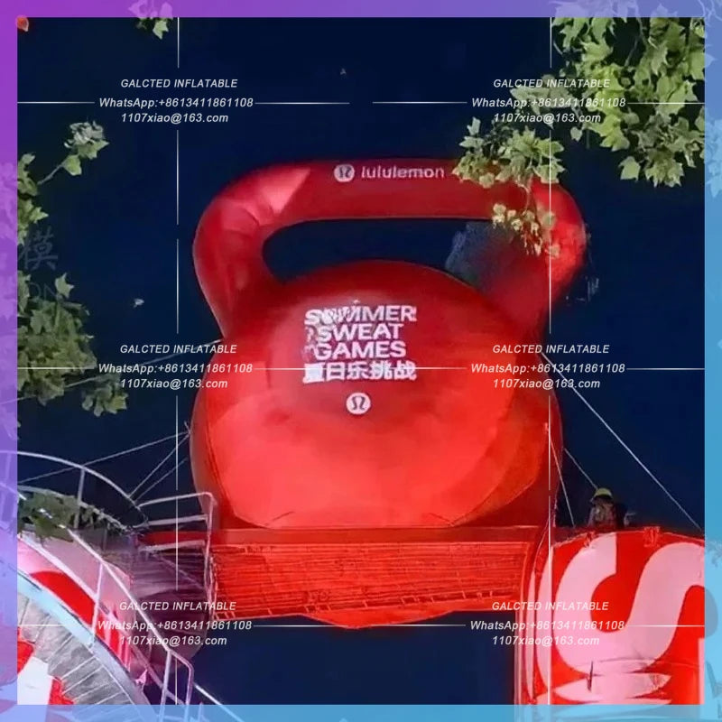 sports equipment fitness life Inflatable simulation kettlebell dumbbell model festival IP custom logo activities lighting advert