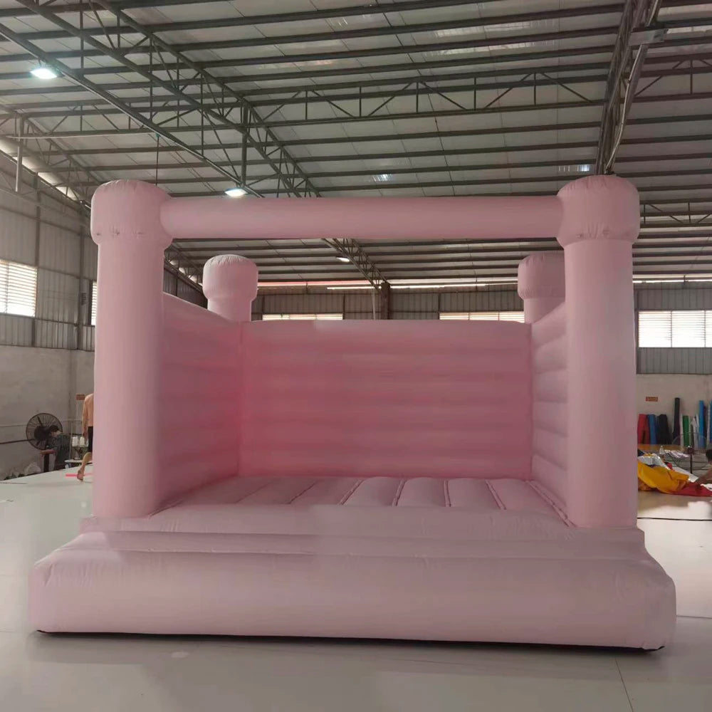For Birthday Party Light Pink Bounce House Commercial PVC Inflatable White Wedding Bouncy Castle /Jumper/Bouncer With Air Blower