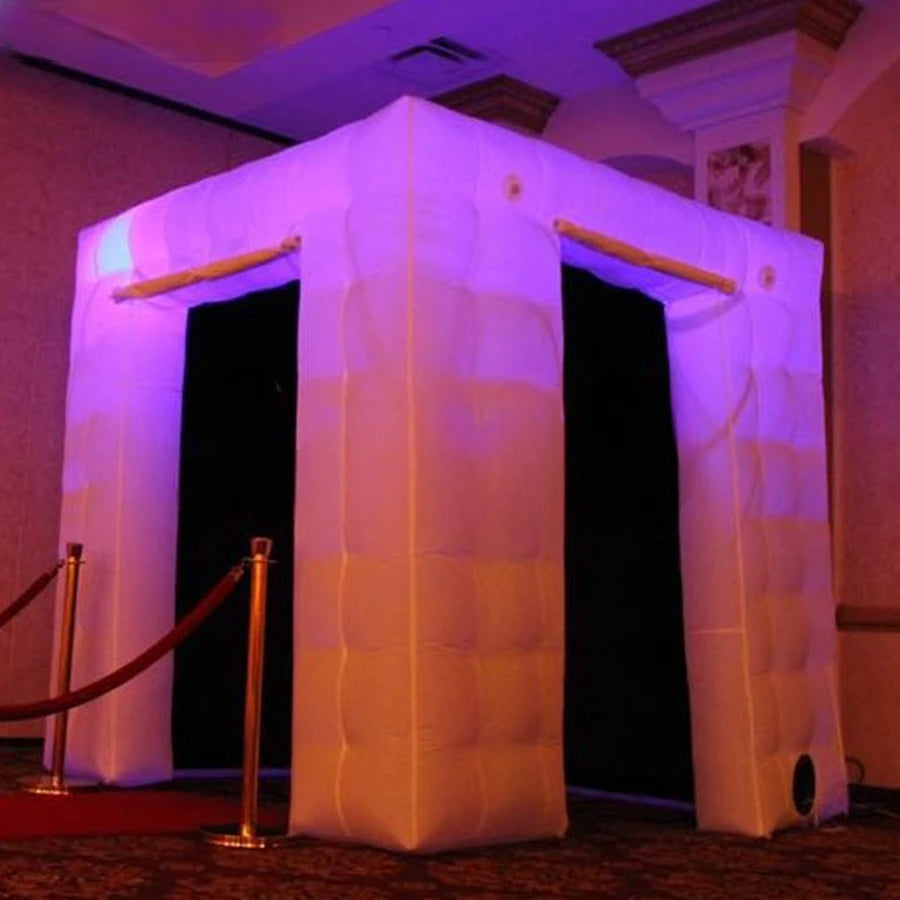 wedding with 2 curtains New Style black interior Square LED Inflatable Photo Booth /Inflatable party booth For