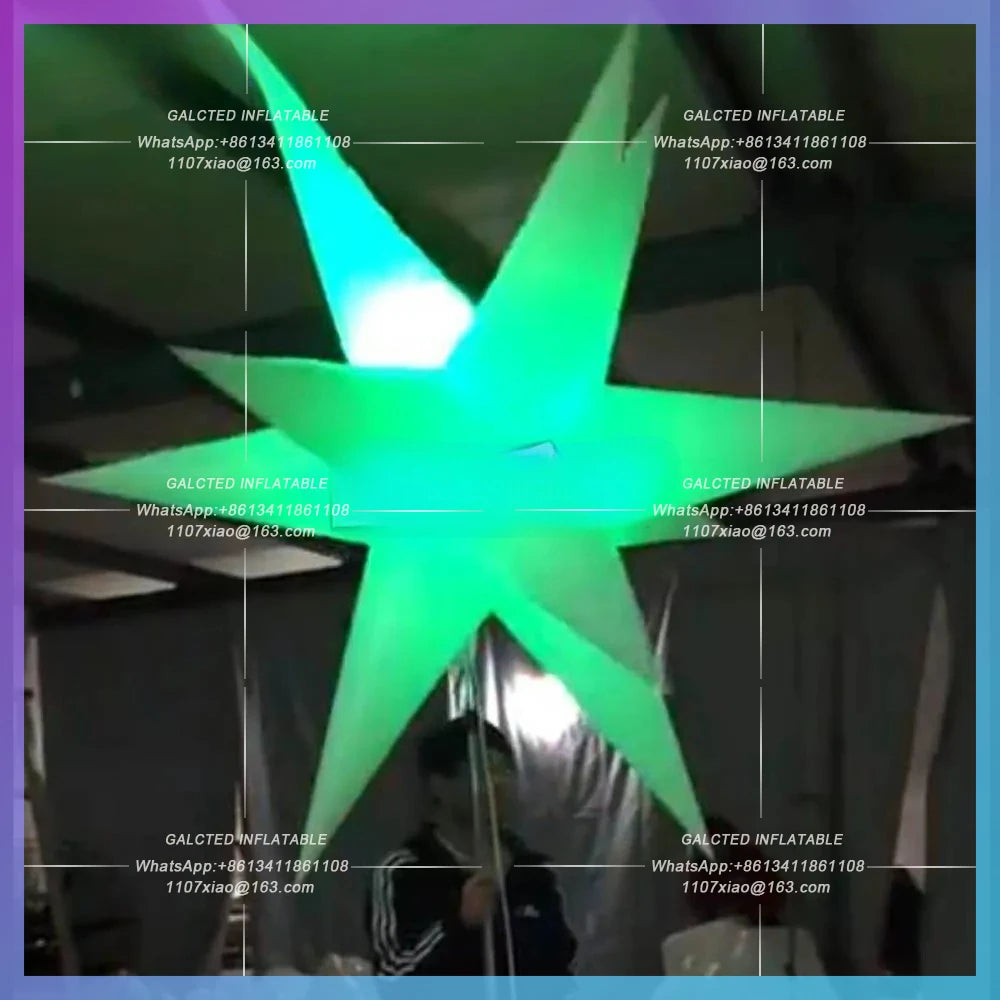 Inflatable Star With LED Lighting Large 4.5x2m Shooting Polaris North Poles Costume Balloon For Parade Decoration